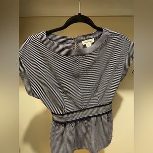 Monteau blue & white stripes women shirt.